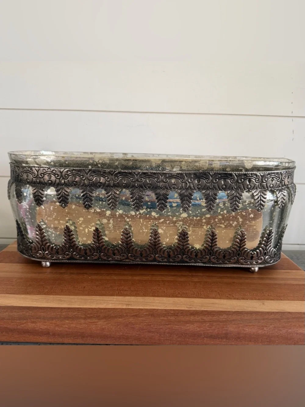 Pottery Barn Madeline Filigree Mercury Glass Vase Centerpiece 16 inch